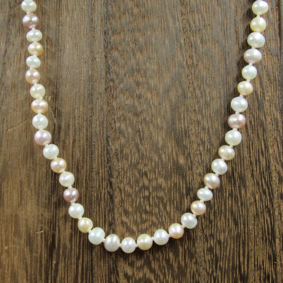 18" Sterling Multiple Light Color Pearls Necklace - Picture 1 of 5